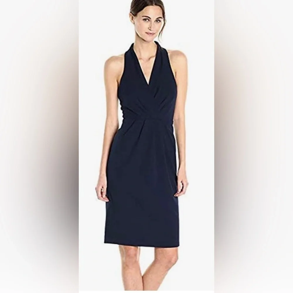 Betsey Johnson Women's Surplice Sheath Dress (8, Navy)